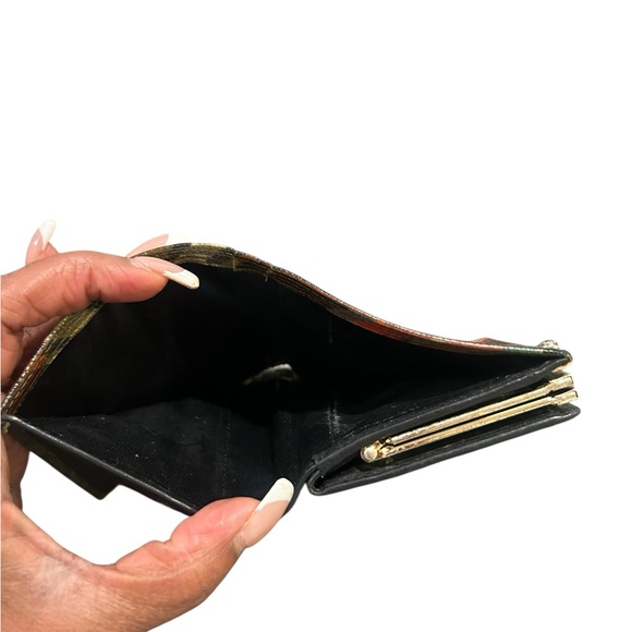 Vivienne Westwood Orange and Brown Checkered Wallet With a KISS Lock Closure - Picture 6 of 8